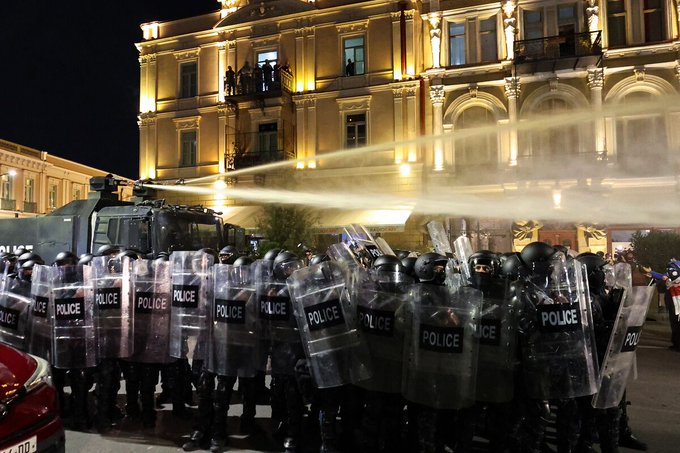 Illustrative photo for: Tbilisi protest clash: Police Use Tear Gas and Water Cannons