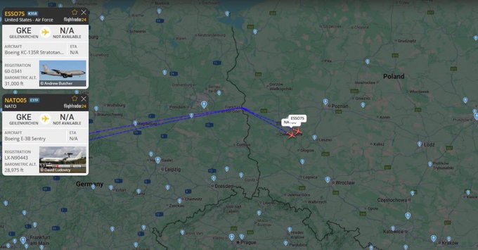 Illustrative photo for: NATO US aircraft Poland: E-3B Sentry and KC-135R Enter