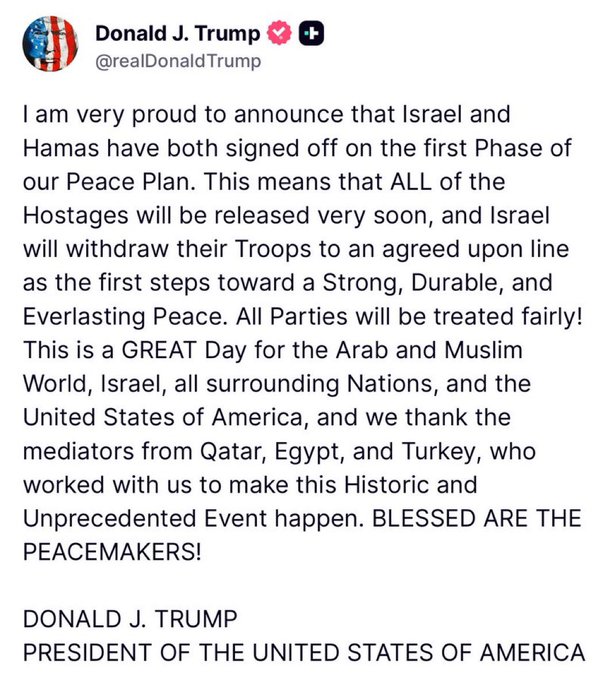 Illustrative photo for: Breaking: Trump Peace Agreement Israel Hamas Reaches First