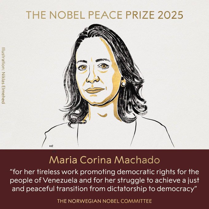 Illustrative photo for: Nobel Peace Prize Venezuela Awarded to María Corina Machado