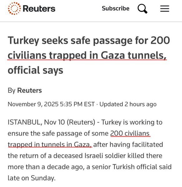Illustrative photo for: Sky News Reports 200 Civilians Trapped in Hamas Tunnels in