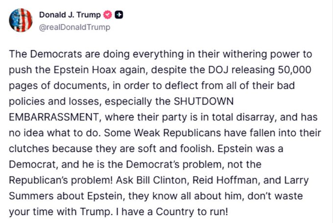 Illustrative photo for: Trump Claims Epstein Was a Democrat and Not a Republican's
