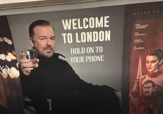 Illustrative photo for: Rick Gervais ad banners debut in London campaign