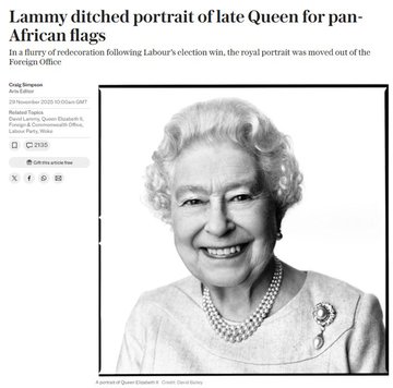 Illustrative photo for: David Lammy Queen Elizabeth II Portrait Replaced with