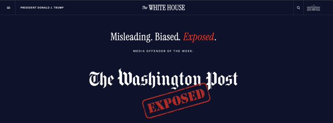 Illustrative photo for: White House media offender: Washington Post called out over