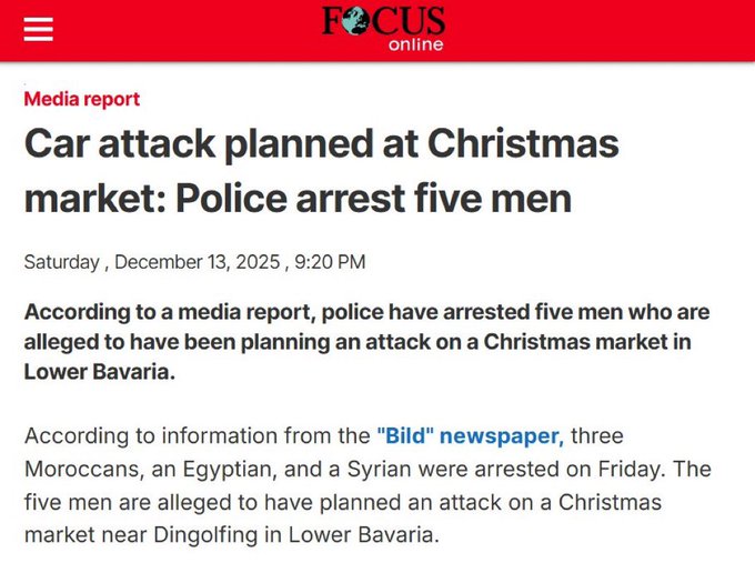 Illustrative photo for: German Christmas market terror: Five men arrested in foiled