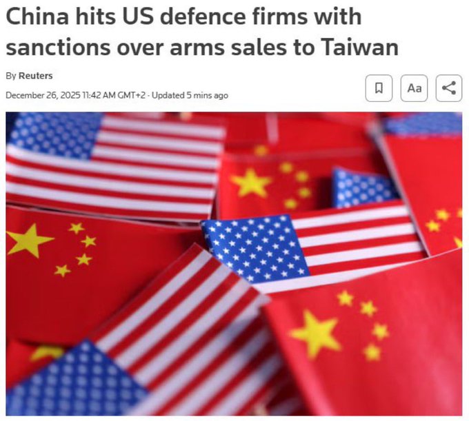 Illustrative photo for: China sanctions US defense firms over Taiwan arms sales