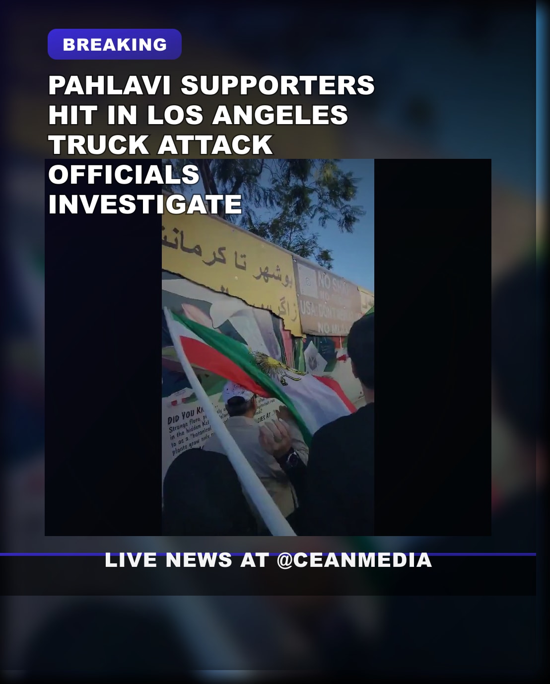 Illustrative photo for: Pahlavi Supporters Truck Attack During Los Angeles Protest