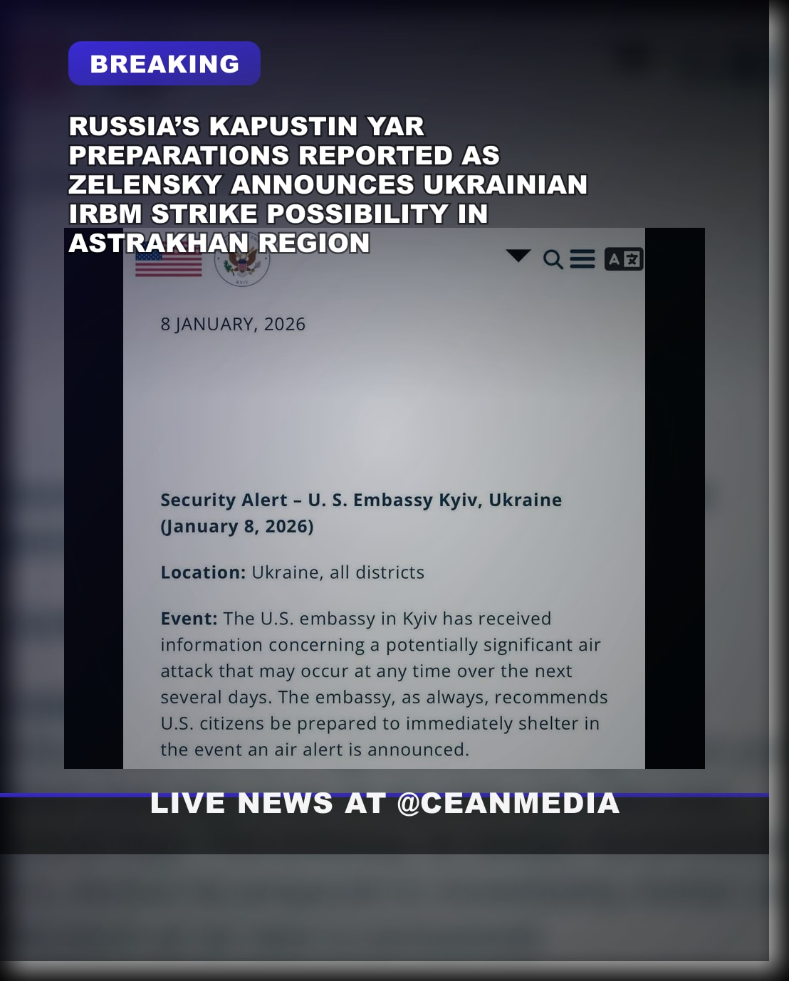 Illustrative photo for: Breaking: Russia missile test activity at Kapustin Yar