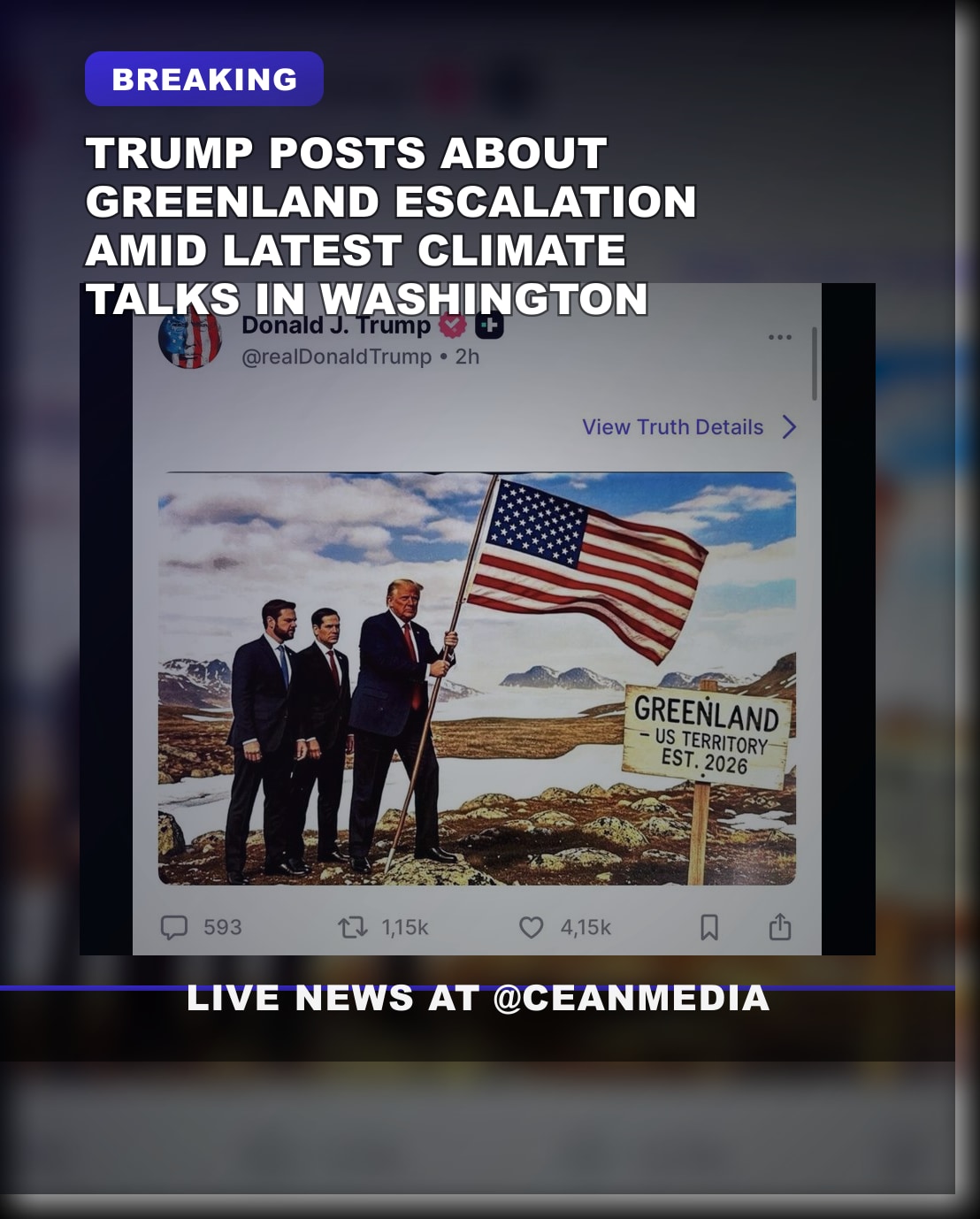 Illustrative photo for: Trump Greenland post: Former President Shares Update Today