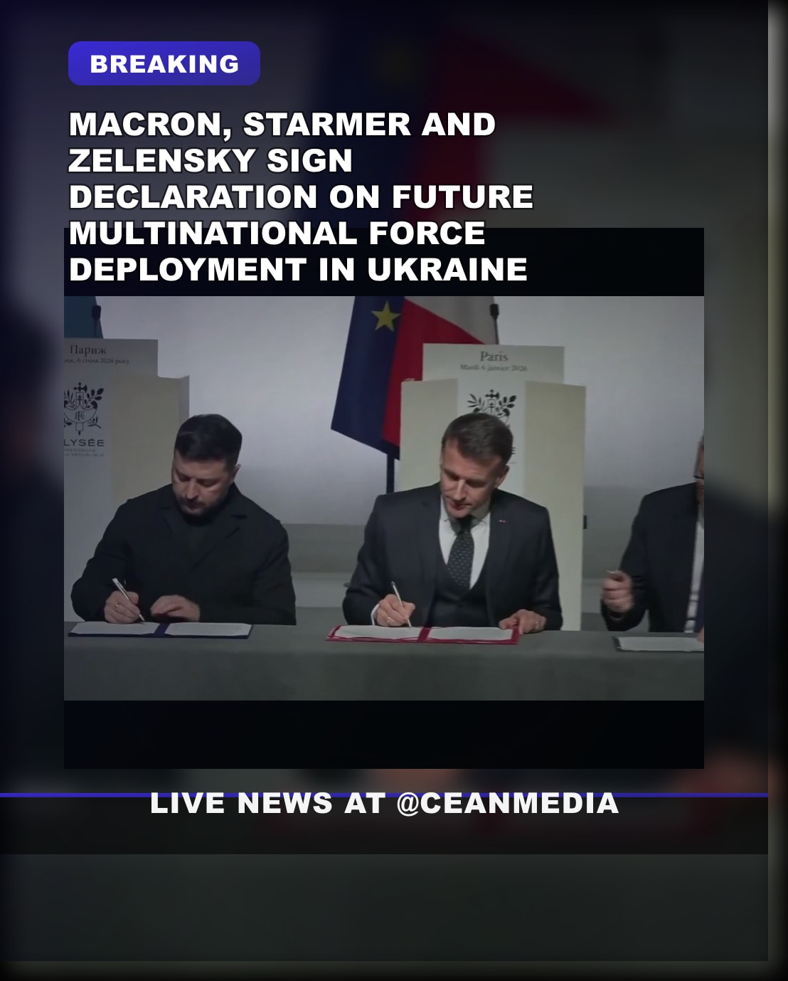 Illustrative photo for: Macron, Starmer, Zelensky Sign Declaration to Deploy