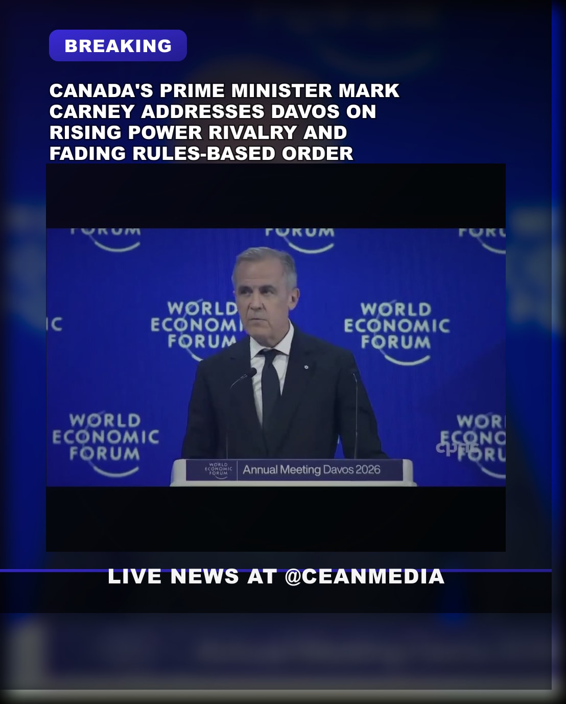 Illustrative photo for: Canada Prime Minister Davos: Carney Warns of Deteriorating