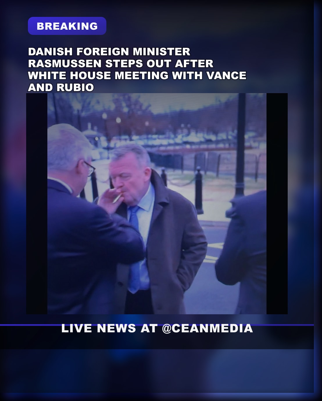Illustrative photo for: Danish Foreign Minister Smoking Outside White House After