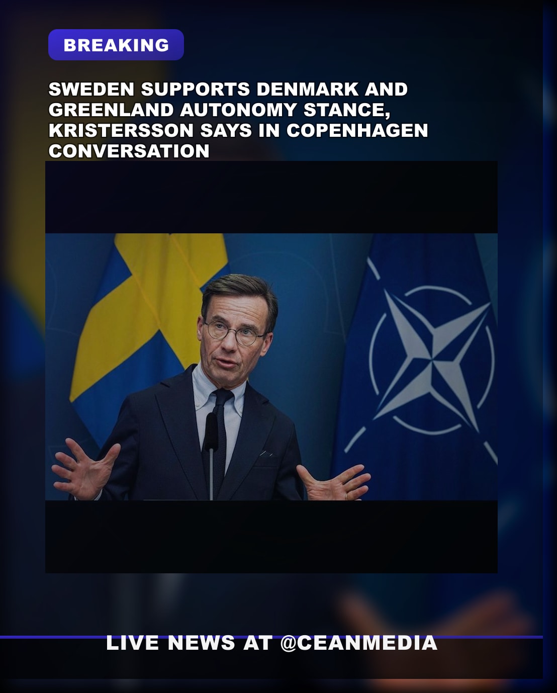 Illustrative photo for: Swedish Support for Greenland: PM Ulf Kristersson Affirms