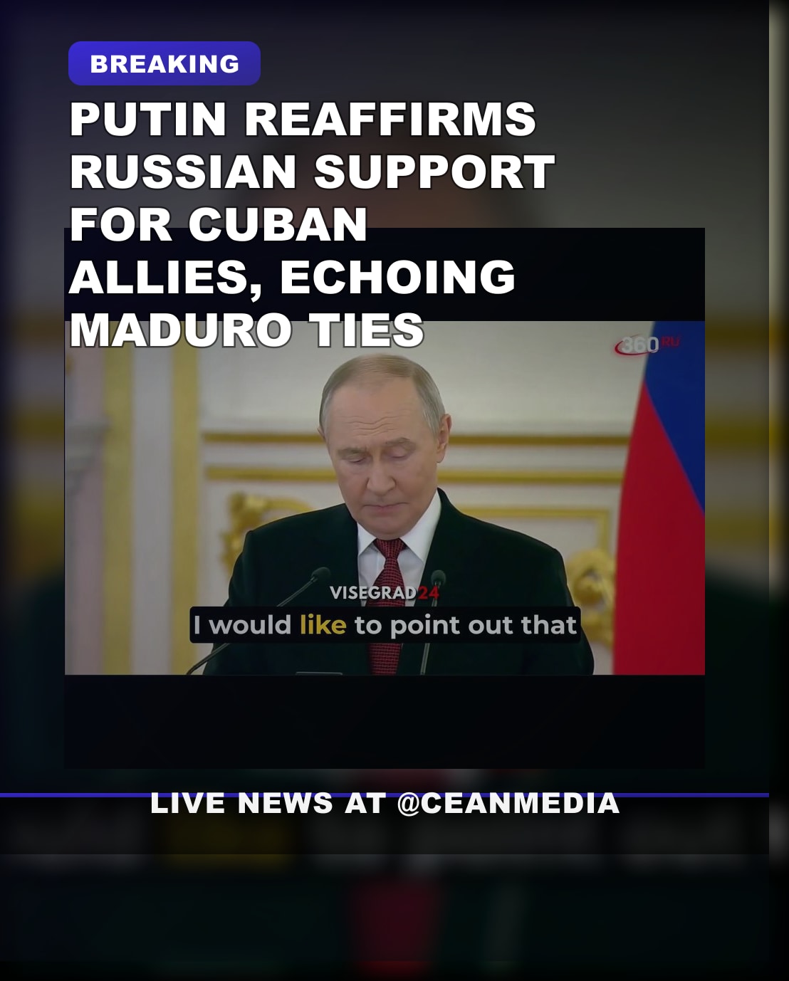 Illustrative photo for: Russia support Cuba Maduro: Putin Affirms Commitment