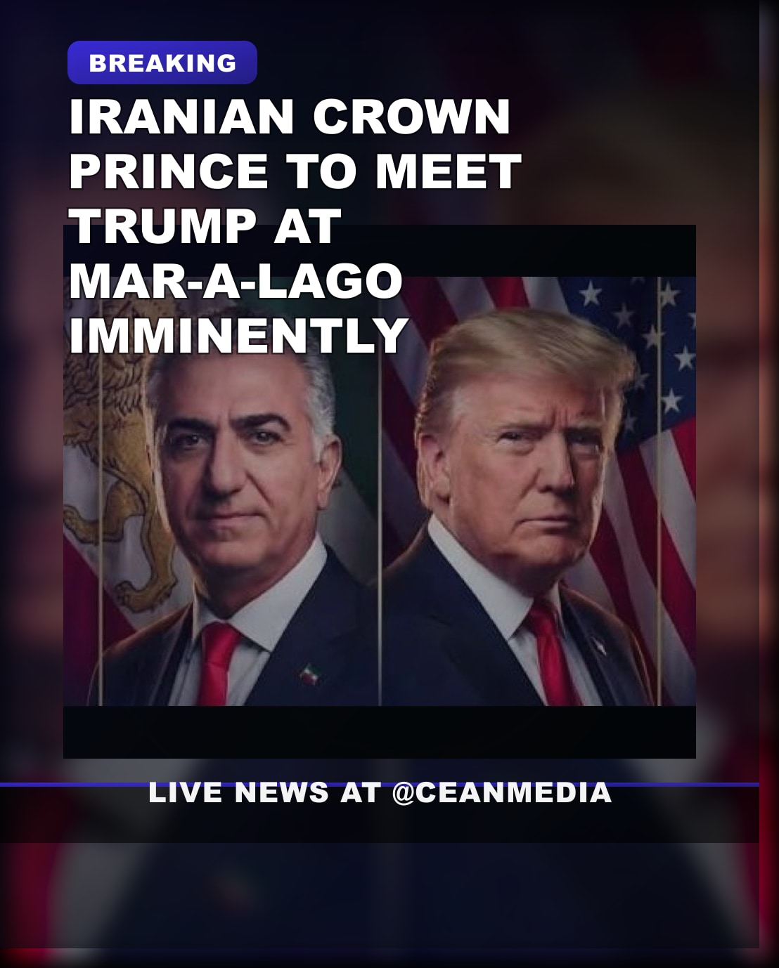 Illustrative photo for: Breaking: Iranian Crown Prince Trump to Meet at Mar-a-Lago