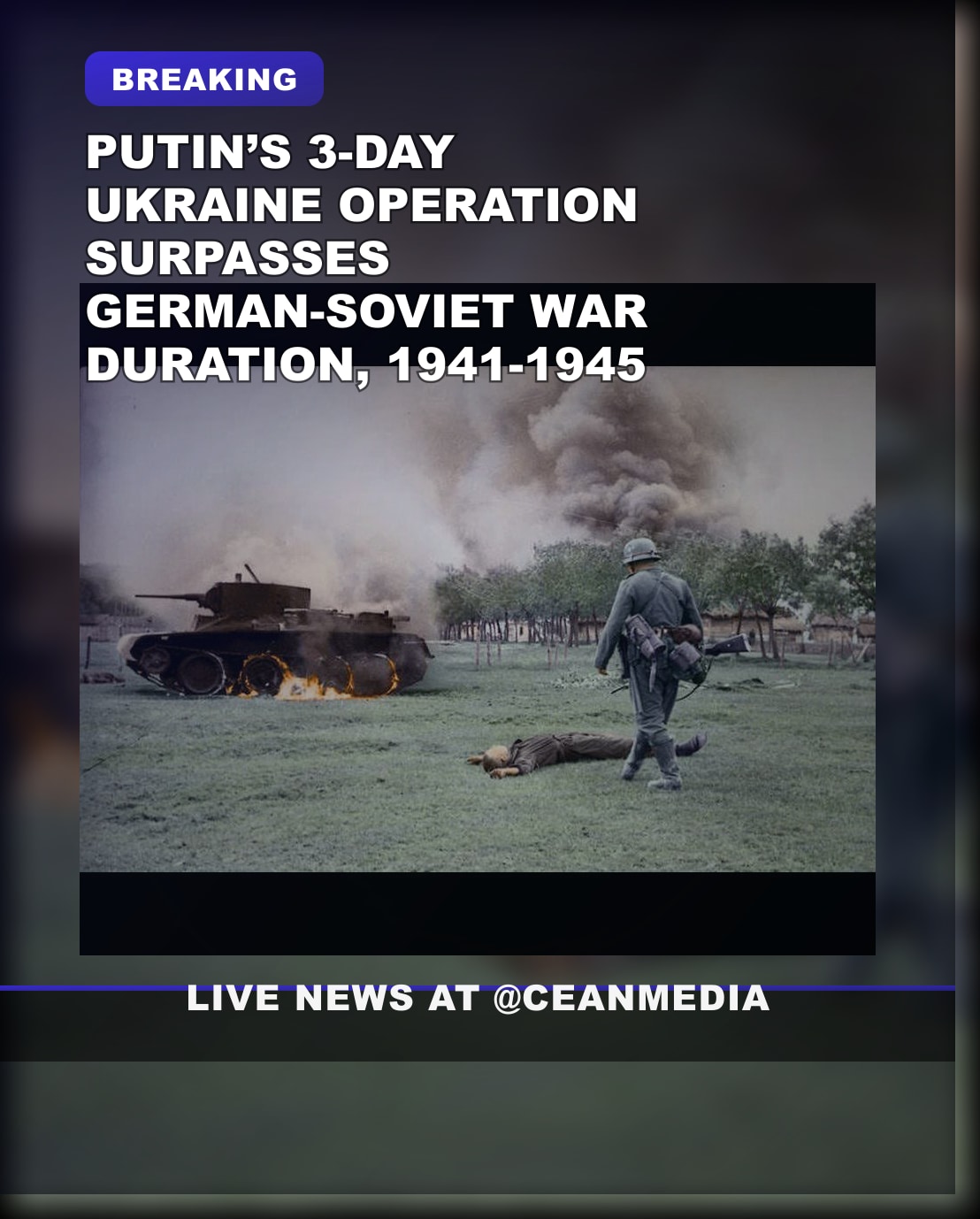 Illustrative photo for: Putins Ukraine Military Operation Surpasses 3-Day Initial