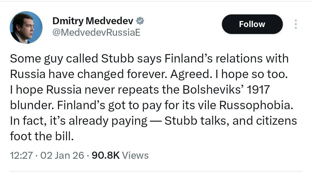 Illustrative photo for: Medvedev threat Finland: Warns of Consequences Over Alleged