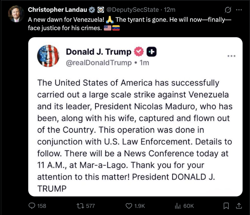 Illustrative photo for: US Deputy Secretary of State: Maduro Face Justice for His