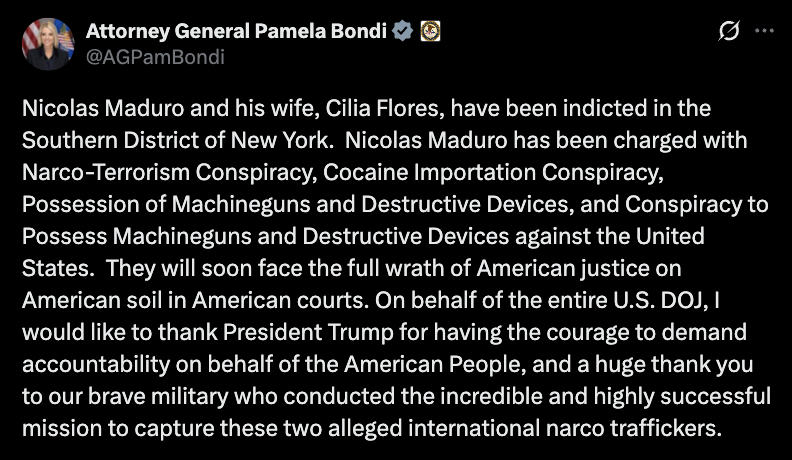 Illustrative photo for: Breaking: Maduro narco-terrorism charges Filed Against