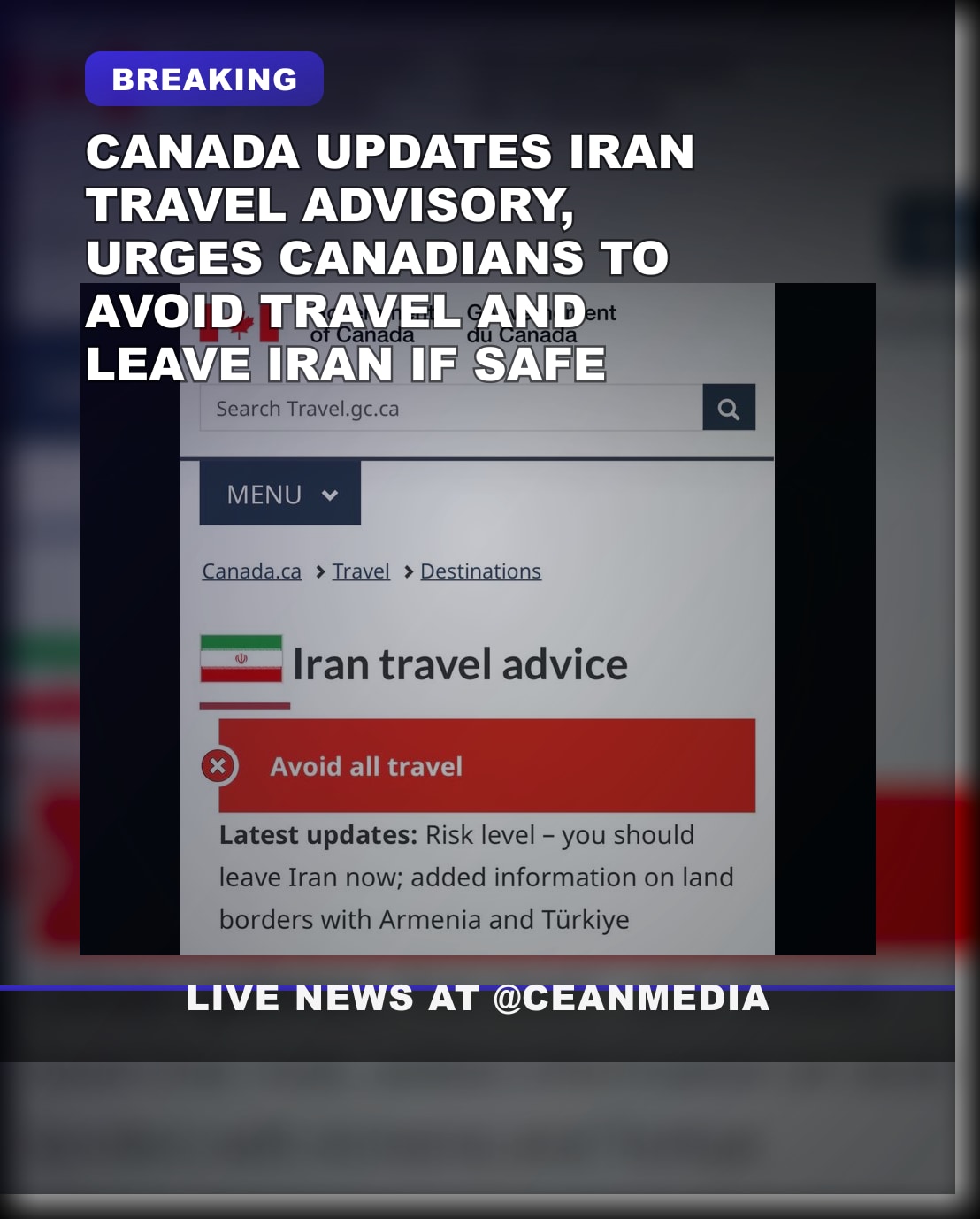 Illustrative photo for: Canada Travel Advisory Iran: Urges Citizens to Avoid All