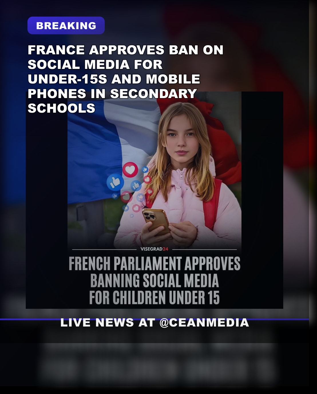Illustrative photo for: France Social Media Ban: Kids Under 15 Restricted, Phones