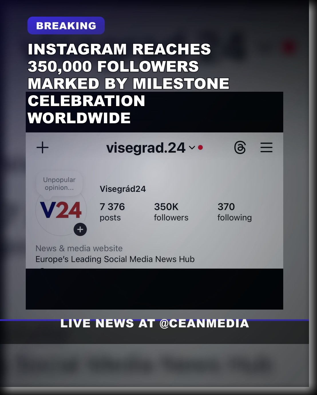 Illustrative photo for: Instagram followers milestone: Reaching 350,000 followers!