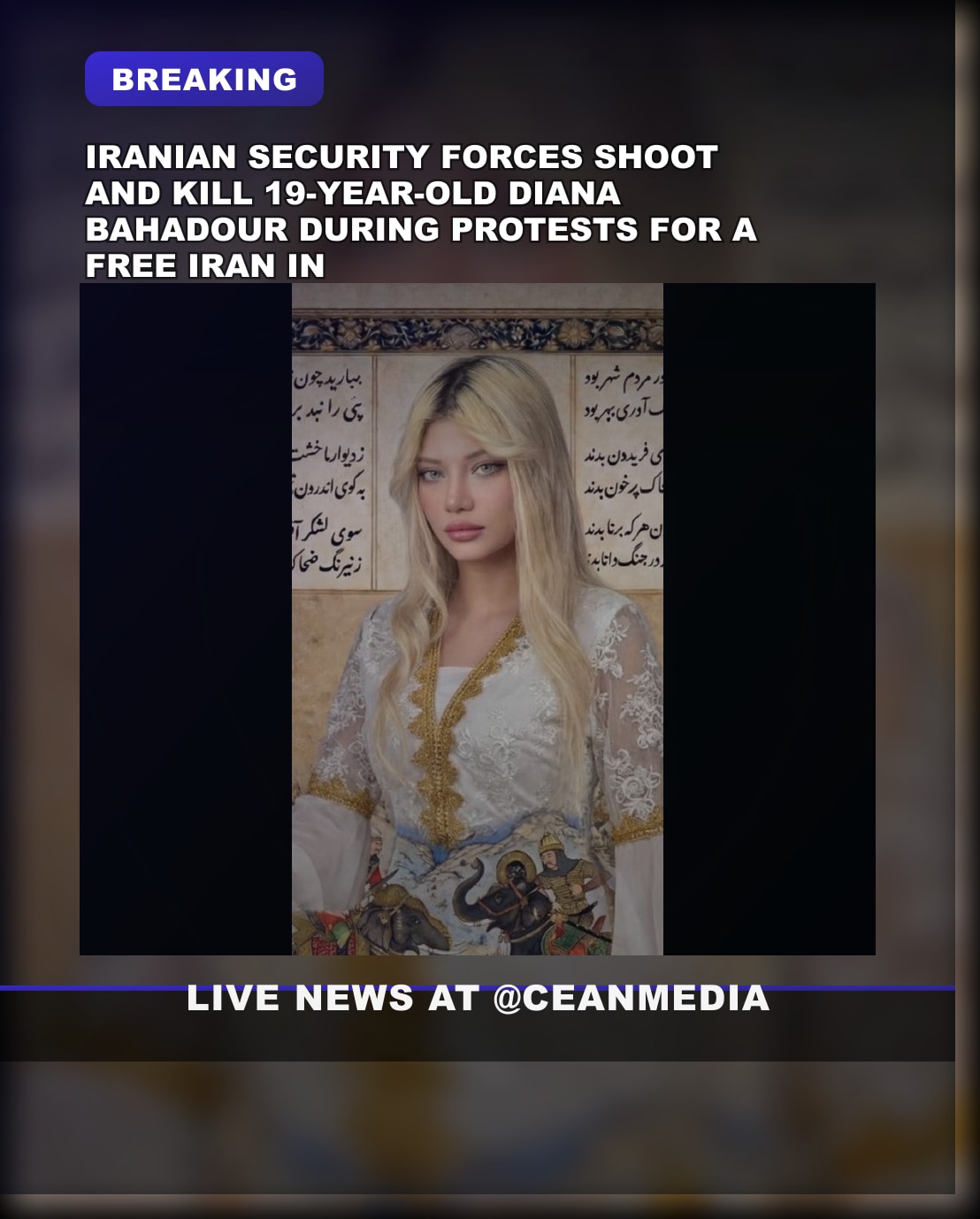 Illustrative photo for: Iran protester death: 19-year-old Diana Bahadour killed