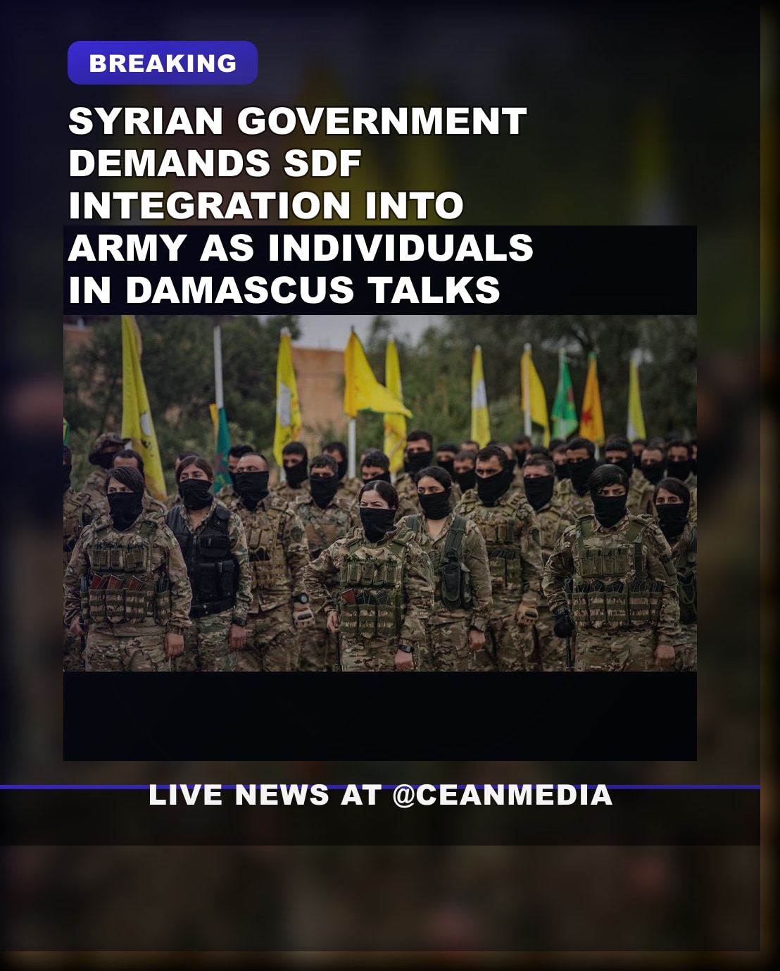 Illustrative photo for: Syrian Government SDF Integration Proposal: Soldiers into