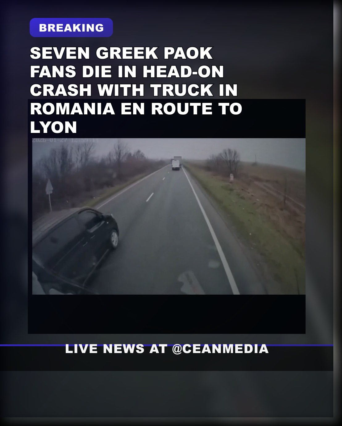 Illustrative photo for: Romanian Truck Collision Victims: Seven Greek Football Fans