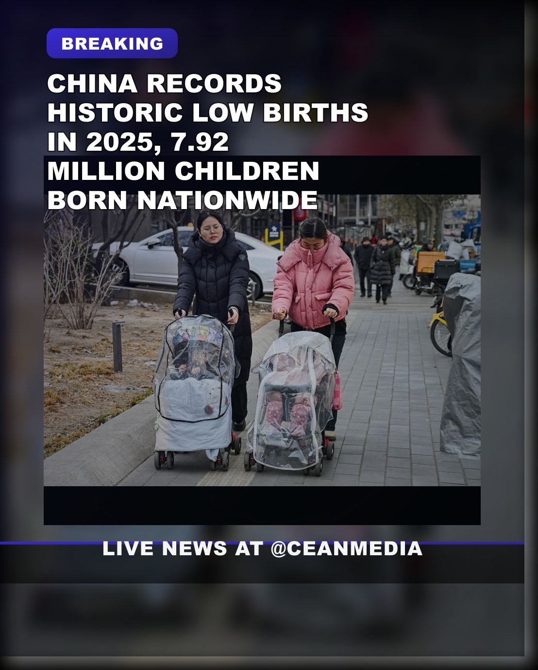 Illustrative photo for: China birth rate decline: Births fall below 8 million in