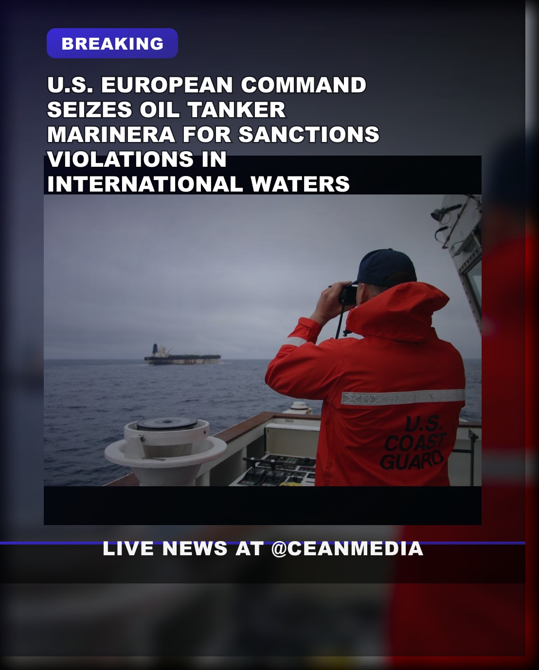 Illustrative photo for: US European Command sanctions Iranian oil tanker Marinera
