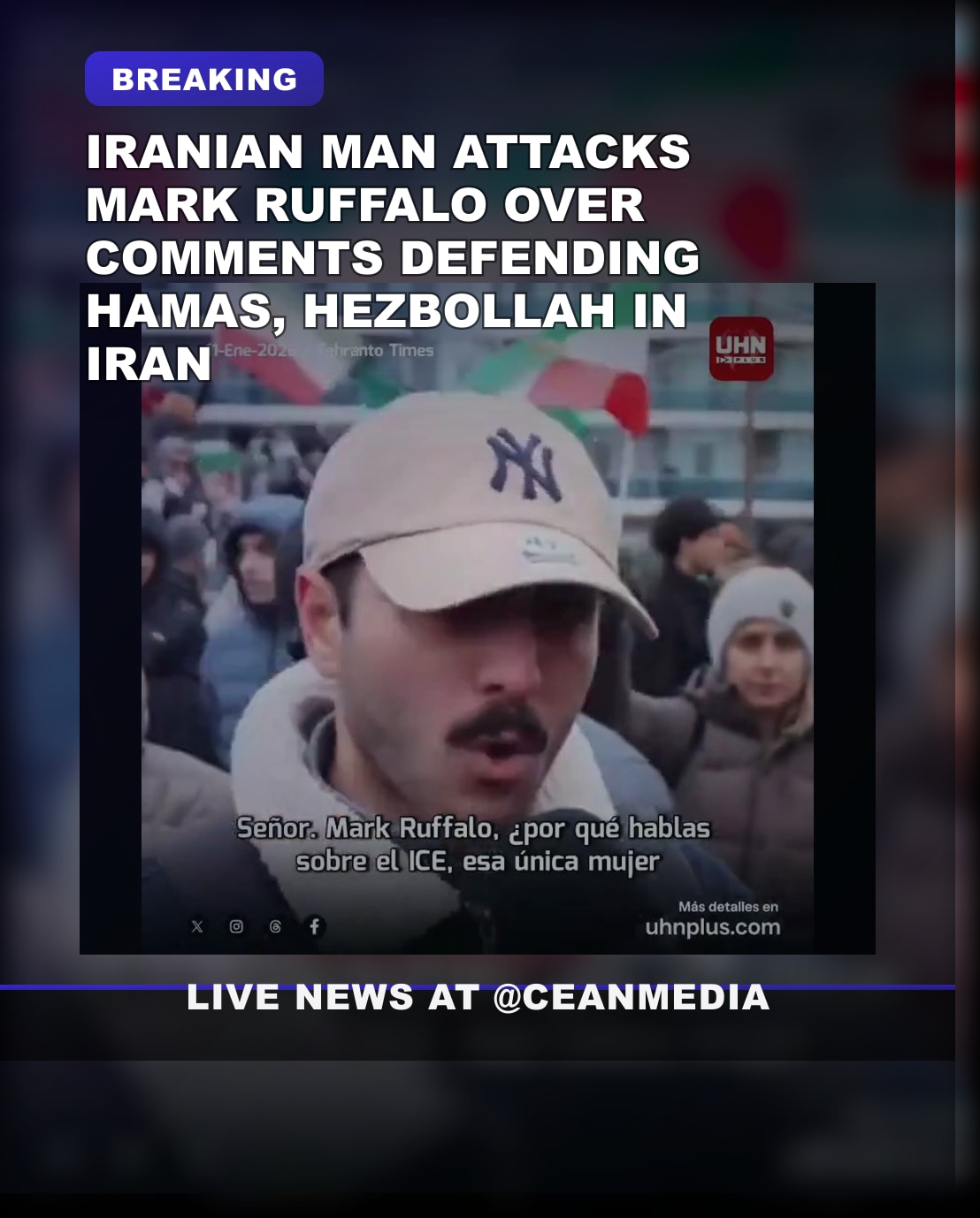 Illustrative photo for: Iranian Mans Criticism of Mark Ruffalo for Supporting Hamas