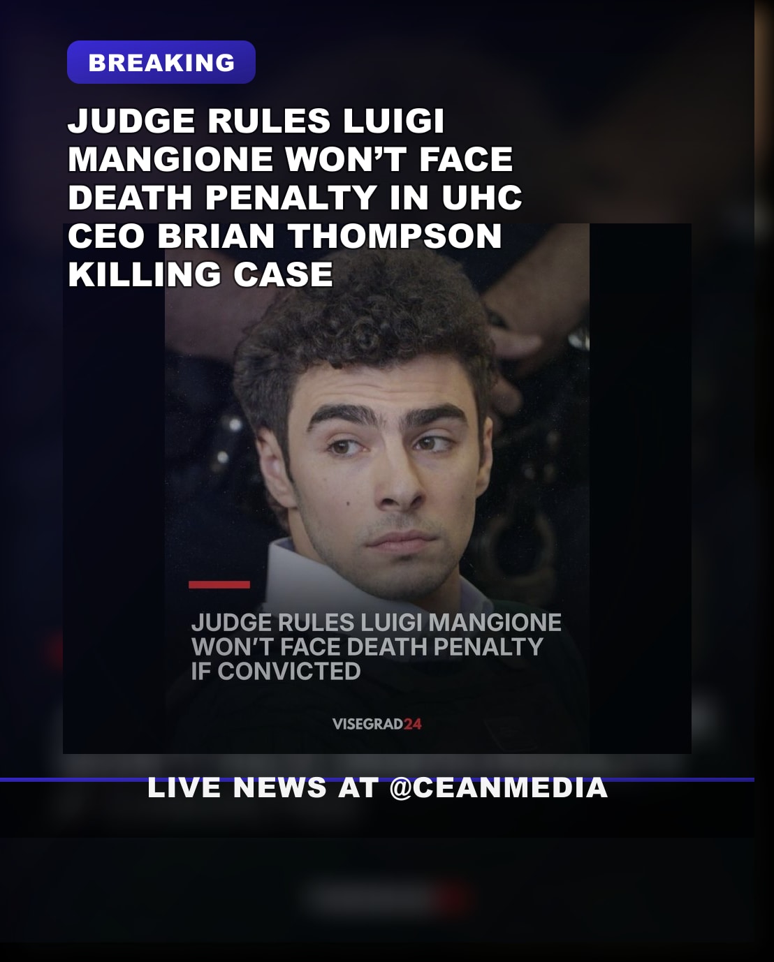 Illustrative photo for: Judge Rules Luigi Mangione Not Eligible for Death Penalty —