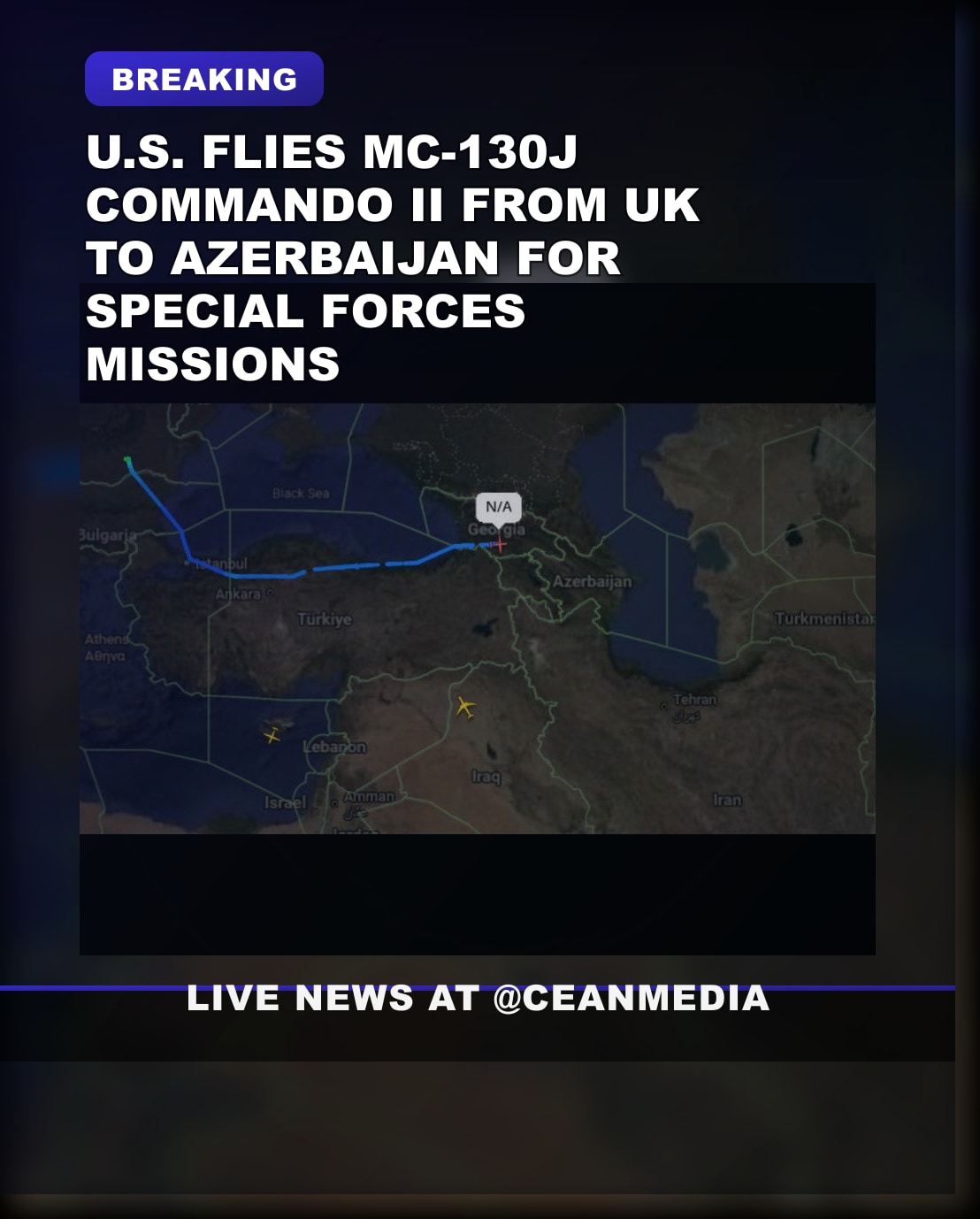 Illustrative photo for: U.S. Military Aircraft Deployment: MC-130J Commando II