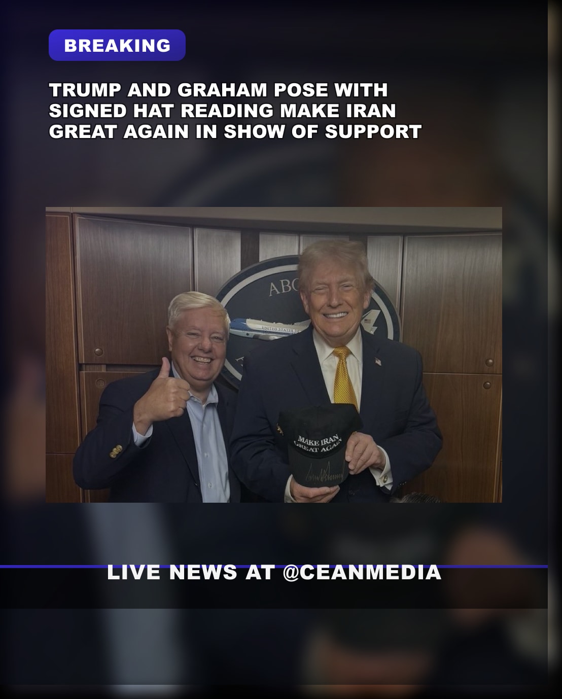 Illustrative photo for: President Trump and Senator Graham Show Off "Make Iran
