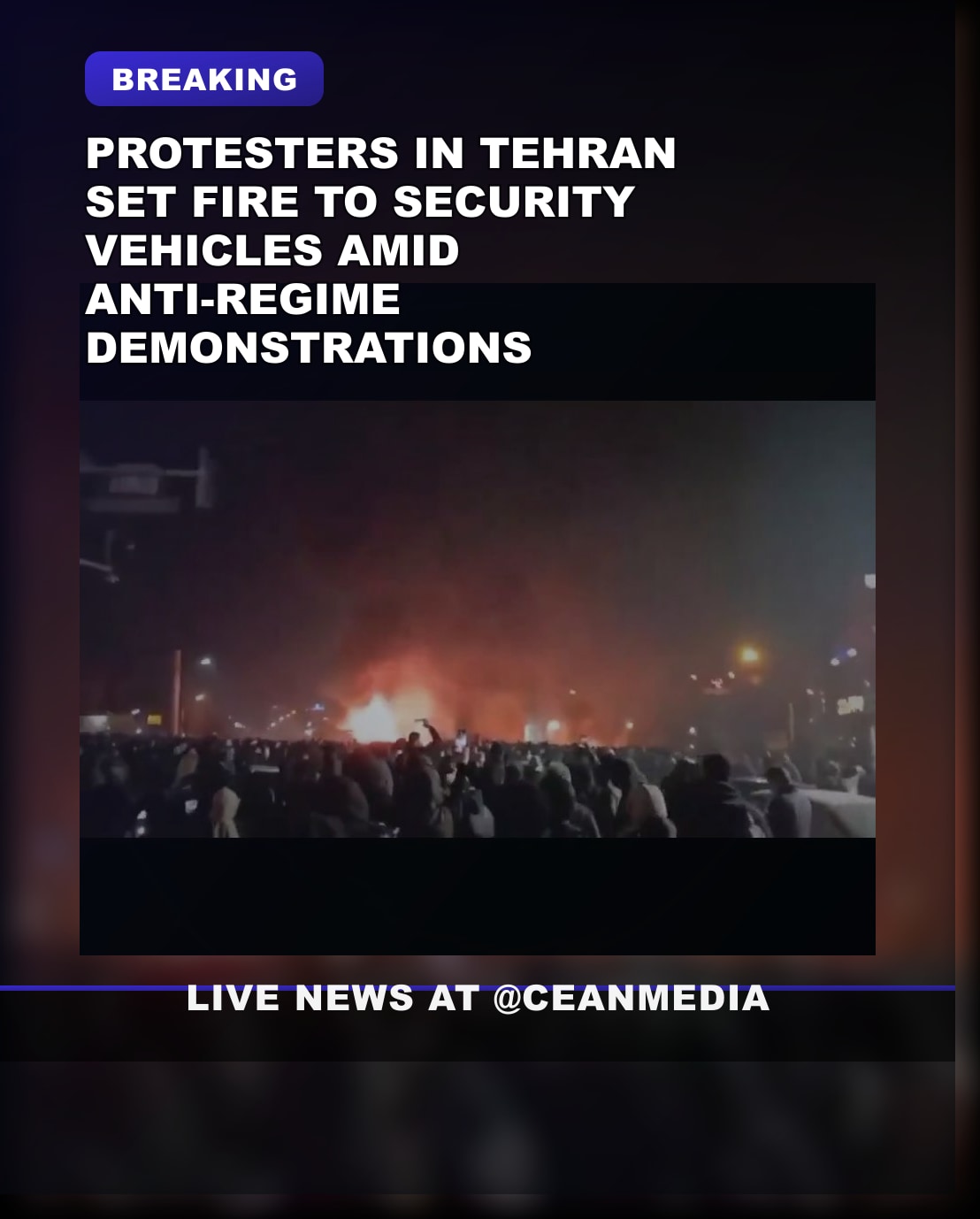 Illustrative photo for: Tehran anti regime protests: Thousands gather, vehicles set