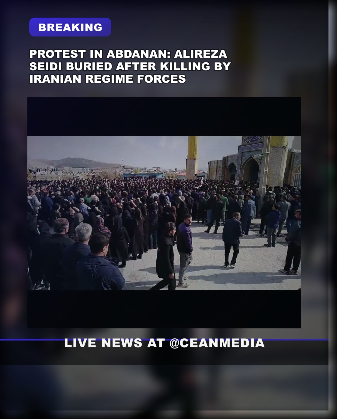 Illustrative photo for: Alireza Seidi protest martyrdom: Thousands mourn after Iran