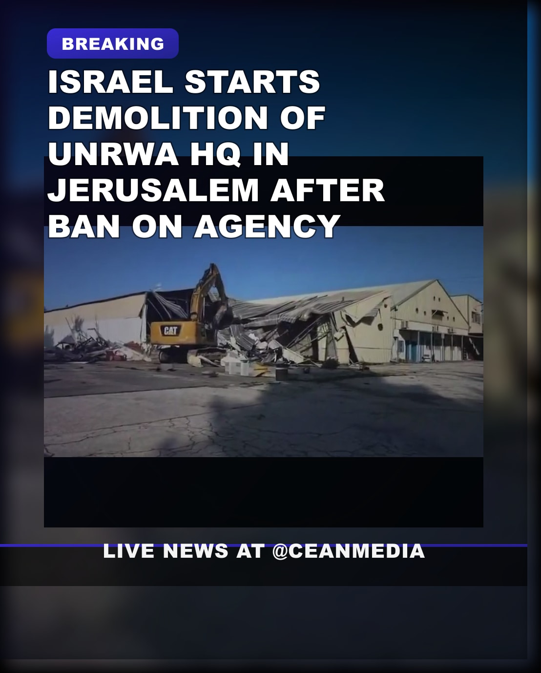Illustrative photo for: Israel demolishes UNRWA HQ in Jerusalem after ban on agency