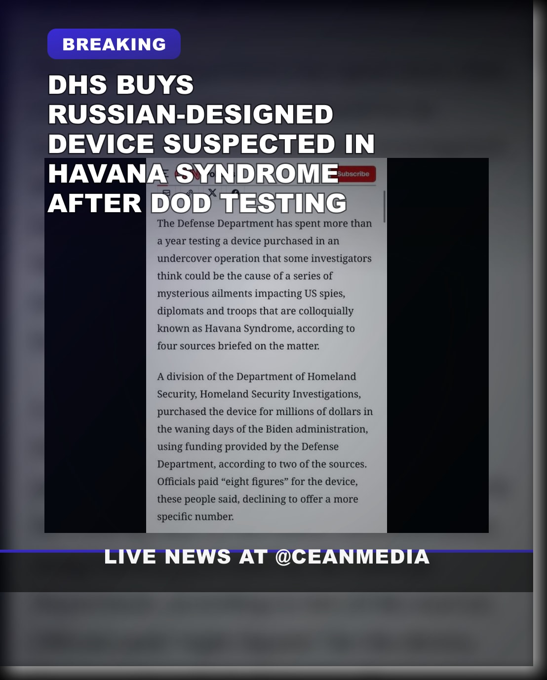 Illustrative photo for: Homeland Security Havana Syndrome: DHS Buys Costly Device