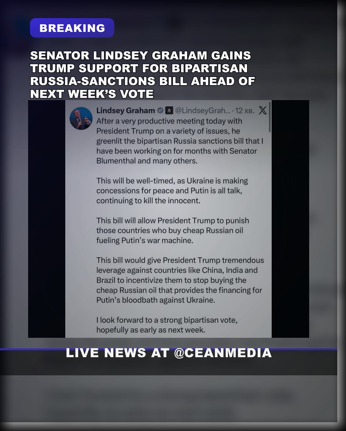 Illustrative photo for: Graham Trump Russia sanctions: Senator Announces Support