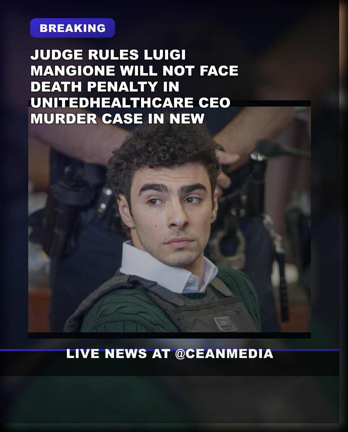 Illustrative photo for: Judge Rejects Death Penalty for Luigi Mangione in UHC CEO