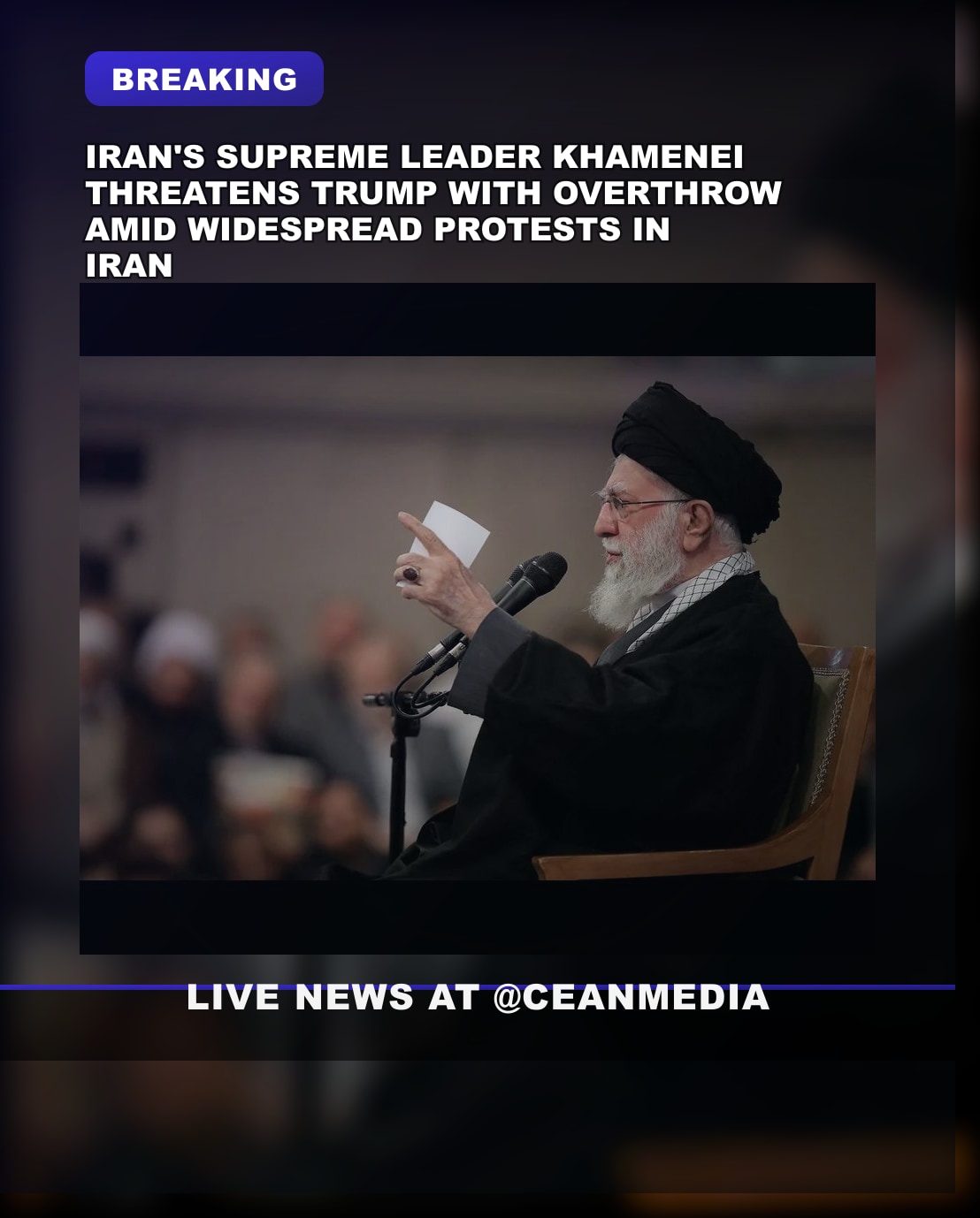 Illustrative photo for: Khamenei Threatens Trump Amid Iran’s Widespread Protests