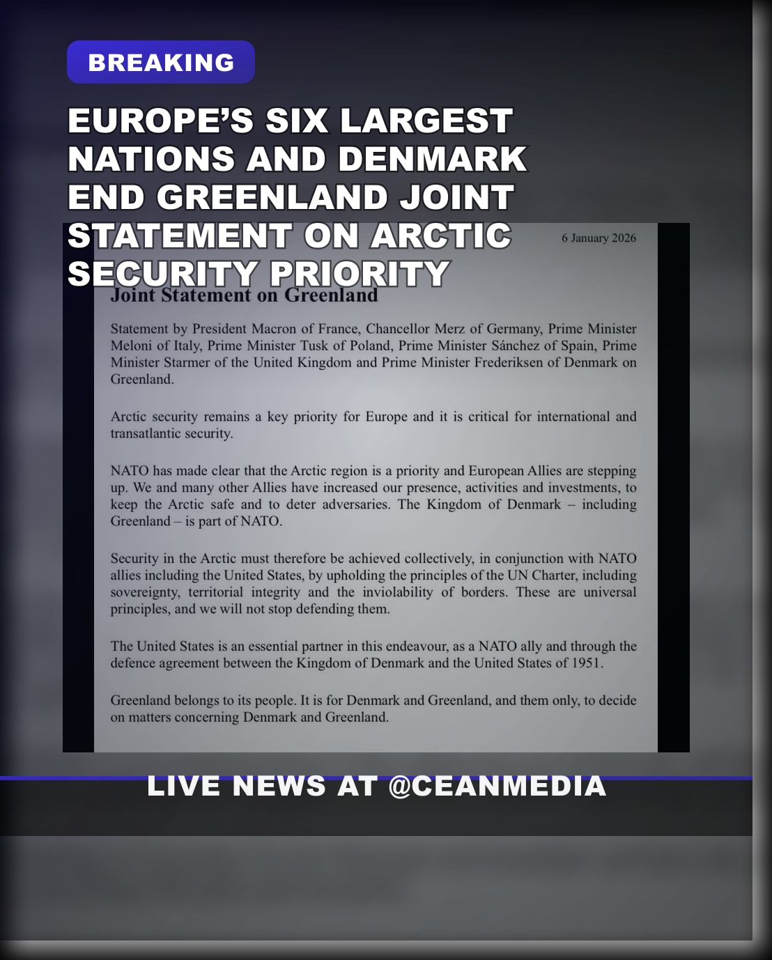Illustrative photo for: Europe Greenland Arctic Security: Leaders’ Joint Commitment