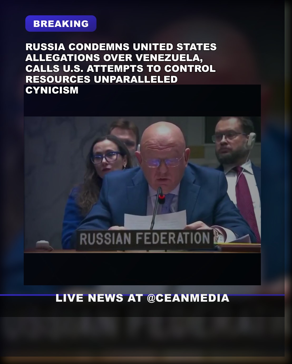 Illustrative photo for: Russia condemns US Venezuela over resource control and