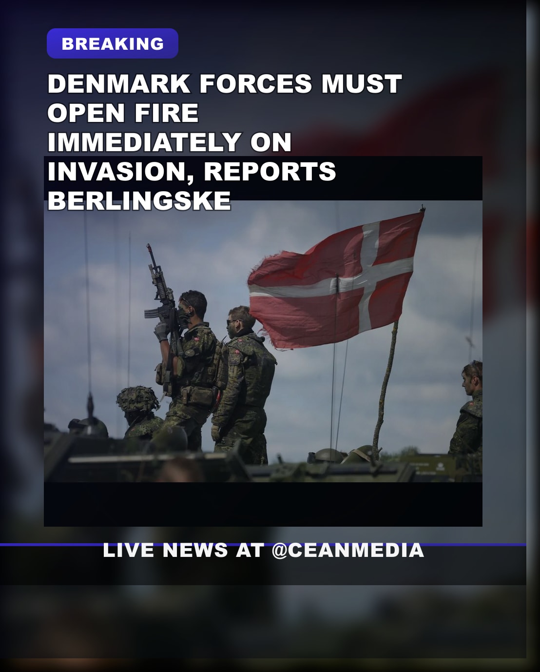 Illustrative photo for: Danish military direct fire mandated during invasion per