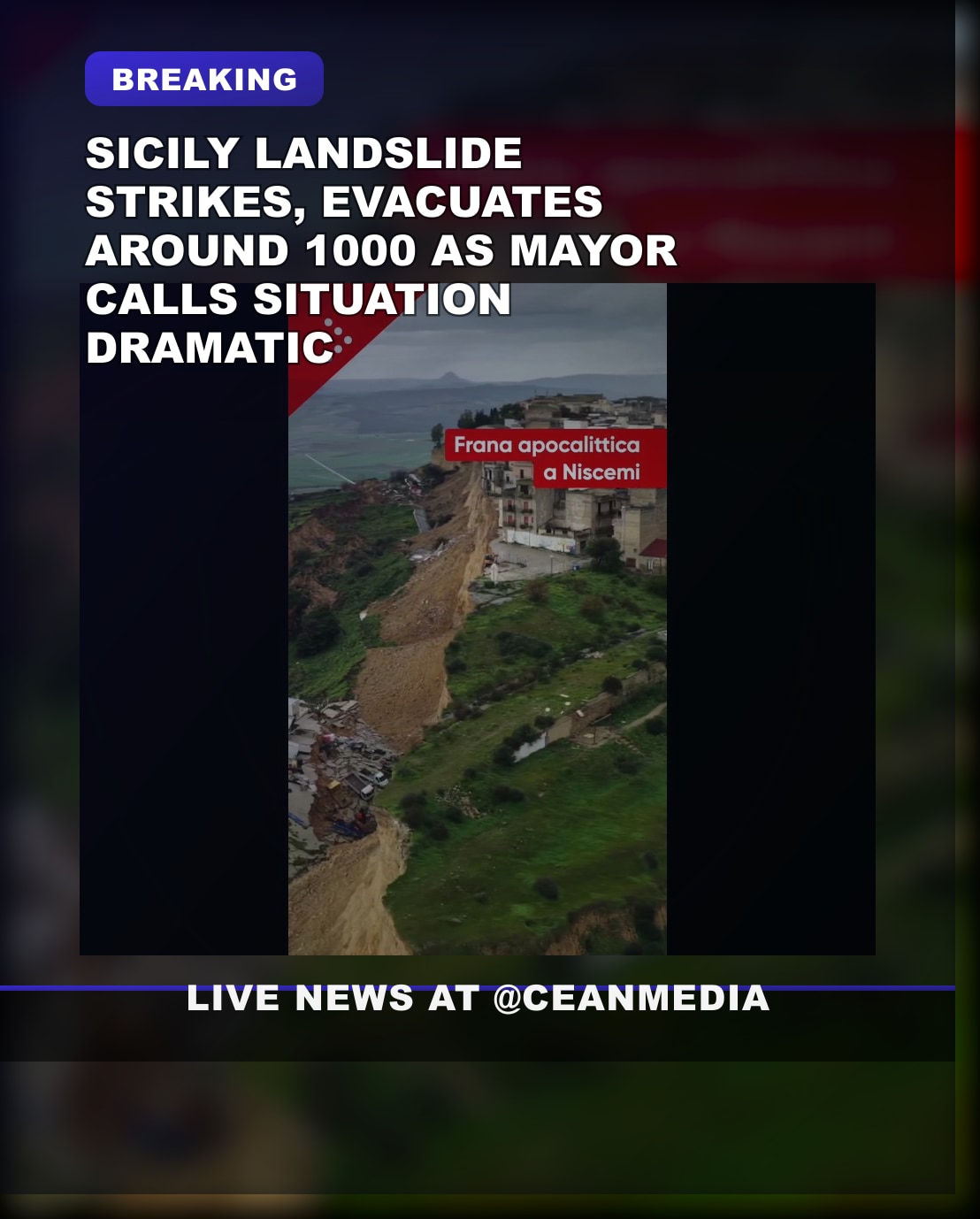 Illustrative photo for: Sicily landslide evacuation: 1,000 residents displaced in