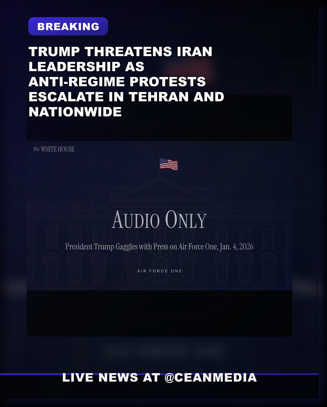 Illustrative photo for: Trump Iran protests response: U.S. warns of strong reaction