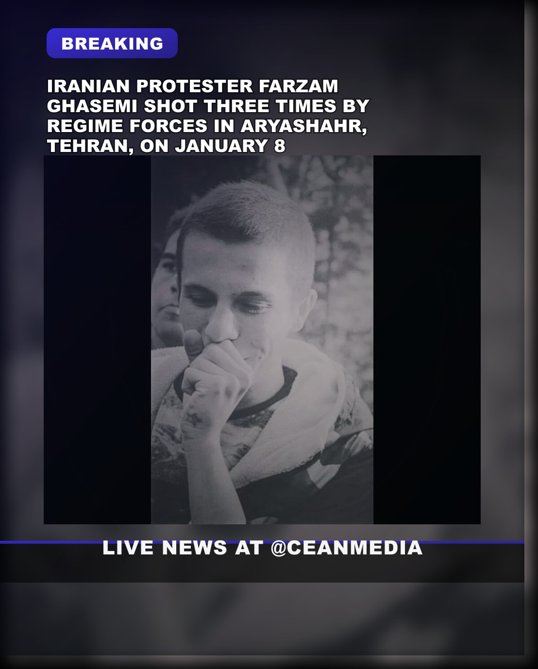 Illustrative photo for: Farzam Ghasemi protest martyr: Iranian protester shot dead