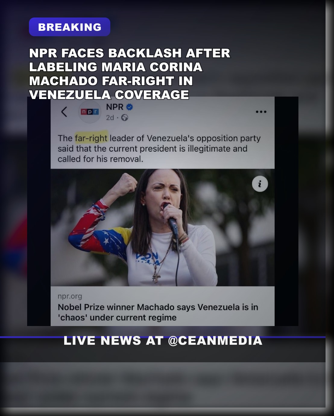 Illustrative photo for: NPR Branding Maria Corina as 'Far-Right' Sparks Debate